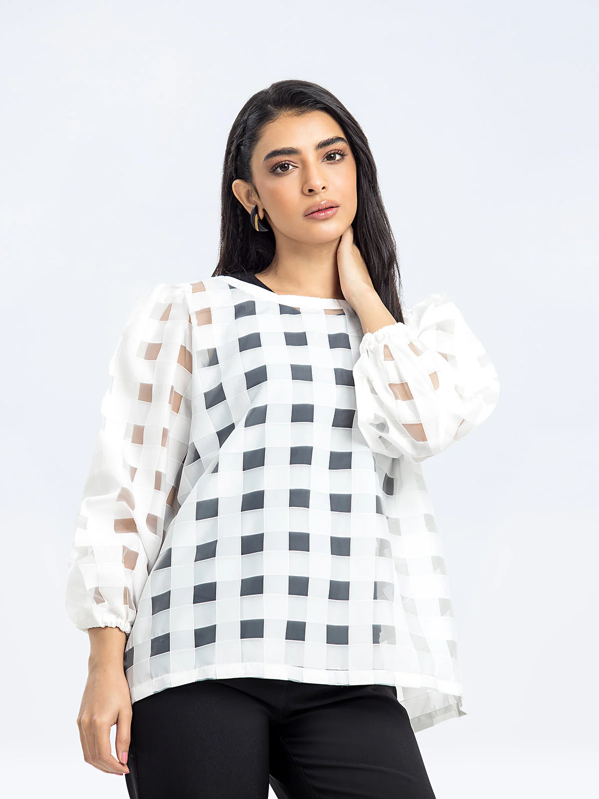 24_W_WomenTop_Blouses_FWTTB24-026_2 Organza Western Top -703 - Image 1