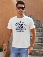 Drift King Crew Neck Tee Shirt For Men-White-301