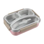 3 Partition Lunch Box Stainless Steel with Spoon & Chopstick-126