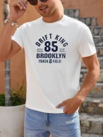 Drift King Crew Neck Tee Shirt For Men-White-301 - Image 2