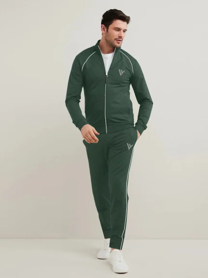 Louis Vicaci Fleece Zipper Tracksuit For Men-Green Melange-332