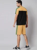 ADS Summer Fashion T-Shirt & Lounge Short Suit For Men-Camel with Black-334 - Image 2