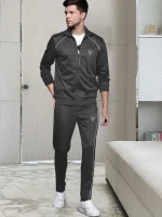 Louis Vicaci Fleece Zipper Tracksuit For Men-Charcoal Melange-331