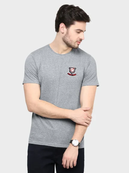 Next Single Jersey Crew Neck Tee Shirt For Men-Grey Melange-345