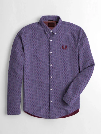 Sea Stone Premium Casual Shirt For Men-Blue & Maroon Allover Print-349