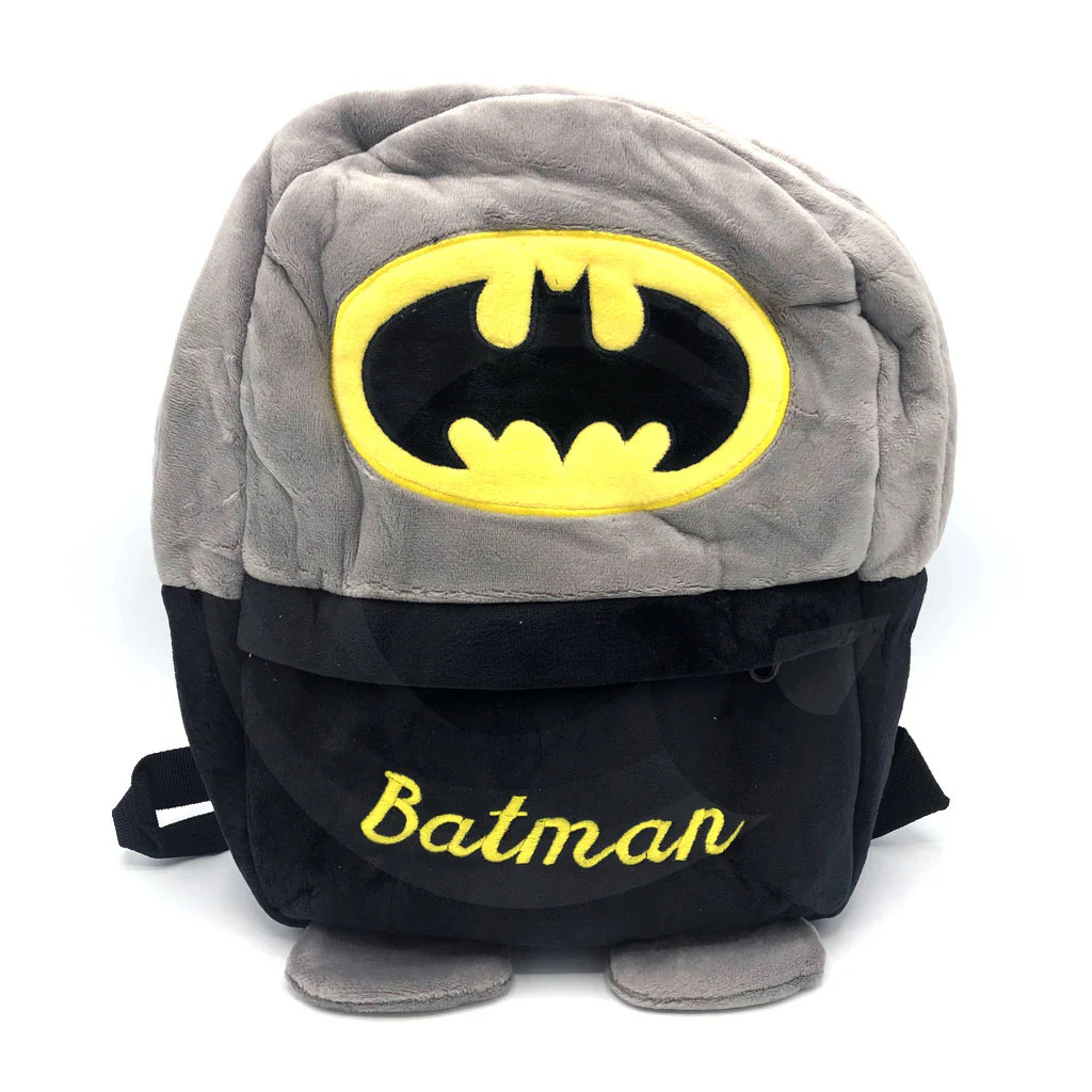 V2-664-HB-Batman-Grey-Black-Velvet-Stuffed-Bag-Kids-Kindergarten-Bagpack Batman Plush Stuffed Bag For Toddlers | Stylish Superhero Mini Backpack For Boys-131 - Image 1