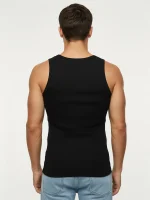 Black Men's Cotton Vest-373 - Image 2