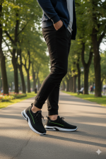 men's black-green knit sneakers-511