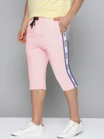 MAN Single Jersey Lounge Short For Men-Pink with Stripe-322