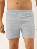 Rib Boxer Short For Men-Grey Melange-377