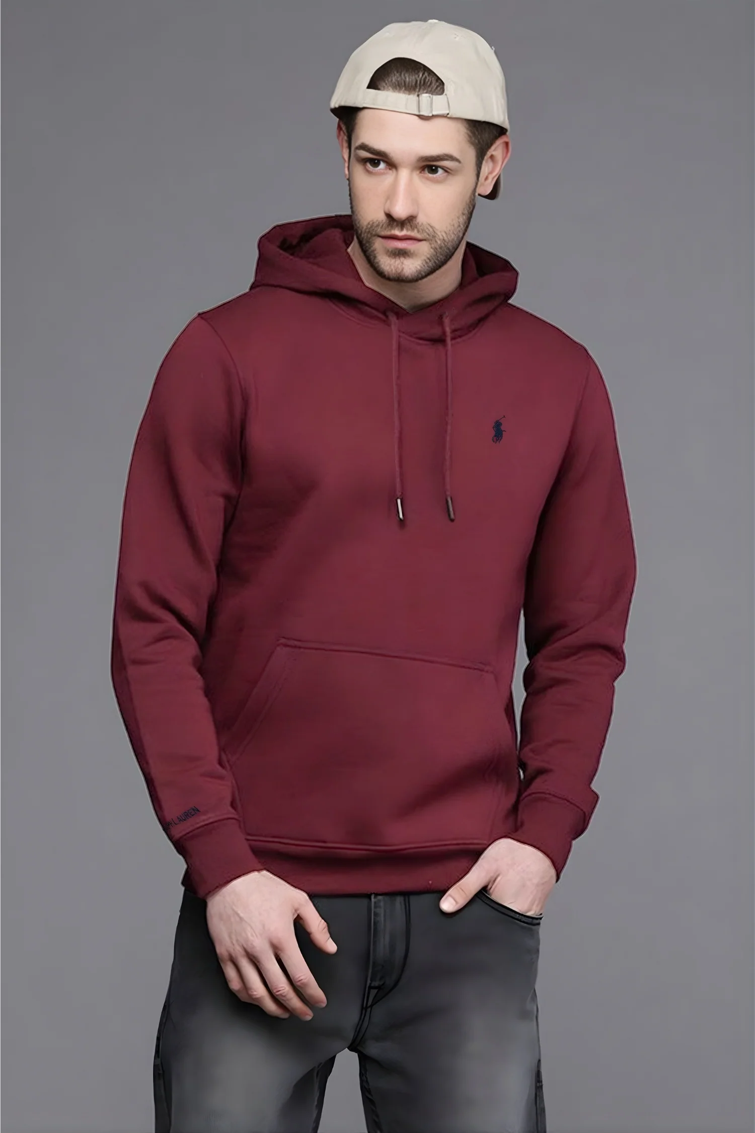 mrn_1_cb90fe3c-ffcc-47cc-a46b-86064d494fd2 Rph Luren Polo script icon logo Men's Fleece Hoodie-314 - Image 1