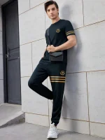 Louis Vicaci Summer Active Wear Tracksuit For Men-Dark Navy-340
