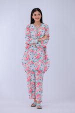 women premium white multi floral 2 pcs stitched-1012