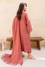 3 Piece - Premium Embroidered Dhanak Wool-1049 - Image 3