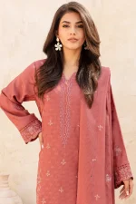 3 Piece - Premium Embroidered Dhanak Wool-1049