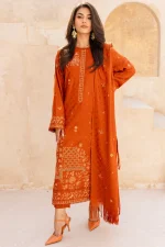 3 Piece - Premium Embroidered Dhanak Wool-1051 - Image 2