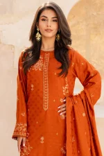 3 Piece - Premium Embroidered Dhanak Wool-1051