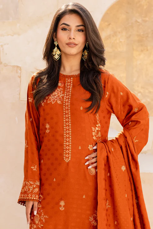 Chamkeeli-D7-G2 3 Piece - Premium Embroidered Dhanak Wool-1051 - Image 1