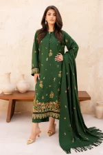 3 Piece - Premium Embroidered Dhanak Wool-1050 - Image 2