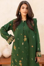 3 Piece - Premium Embroidered Dhanak Wool-1050