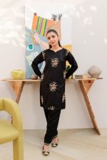 black women trendy embroidered 2pc set-1009 - Image 2