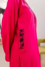 pink women trendy embroidered 2pc set-1010 - Image 3