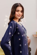 blue women trendy embroidered 2pc set-1014 - Image 2