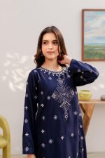 blue women trendy embroidered 2pc set-1014