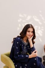 blue women trendy embroidered 2pc set-1014 - Image 3