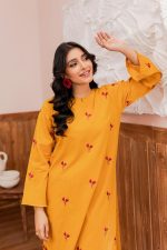 yellow women trendy embroidered 2pc set-1013 - Image 2