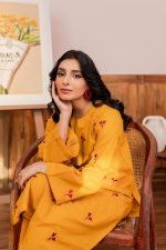 yellow women trendy embroidered 2pc set-1013 - Image 3