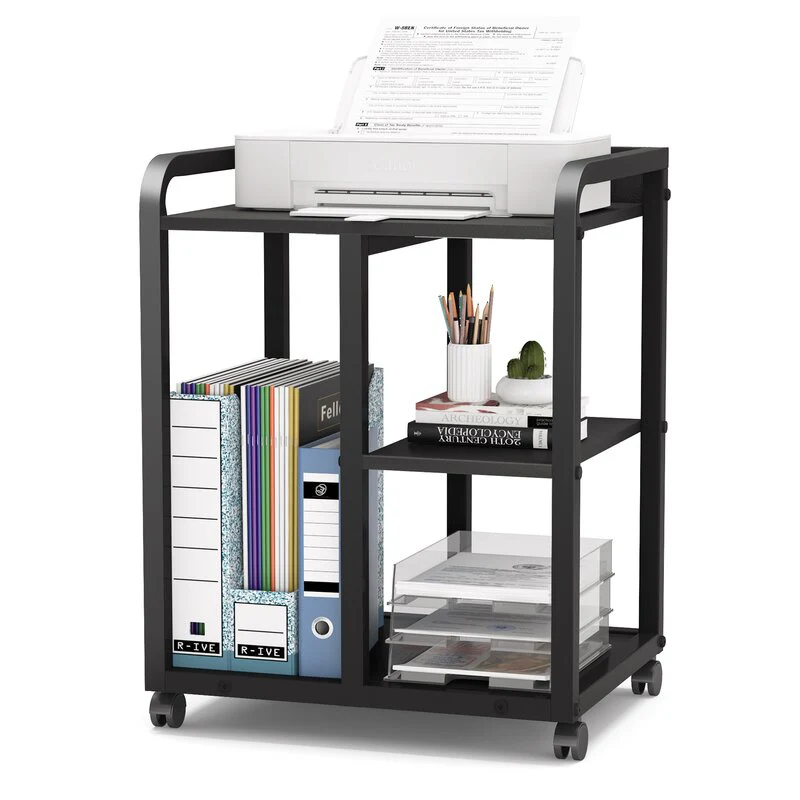 Mobile_Printer_Stand_With_Storage_Shelves_3-Shelf_Printer_Cart_Under_Desk_Storage_Shelf_Stand_With_Wheels_7 Rolling Home Office Side Table Trolley-1542 - Image 1